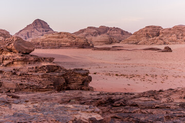 Rocky landscape of Wadi Rum desert, Jordan