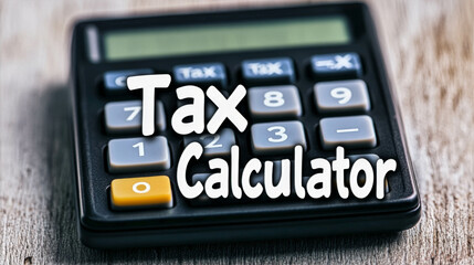 Obraz premium Tax calculator on wooden table for financial planning and budgeting, essential tool for individuals and businesses, tax preparation concept