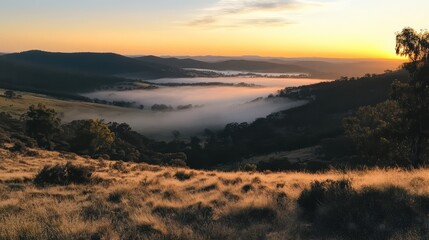 Sunrise Misty Valley Panorama