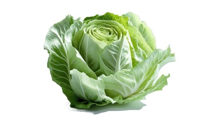 Fresh Iceberg Lettuce on White Background with Macro Detail and Professional Lighting