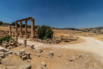 Colonnade at the North Theatre in Jerash, Jordan