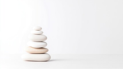 Obraz premium Stacked stones on white surface