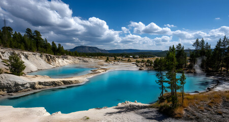 Geothermal marvels of a national park with geysers, wildlife, and untouched beauty