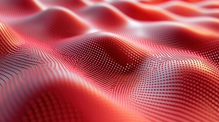 Abstract red wavy surface with dots. Possible use for background design