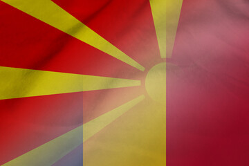 Obraz premium Macedonia and Romania political flag international relations ROU
