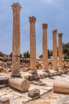 Sanctuary and propylon columns in Umm Qais (Gadara), Jordan