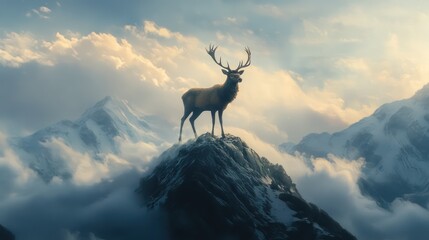 Deer Majestic Mountain Peak
