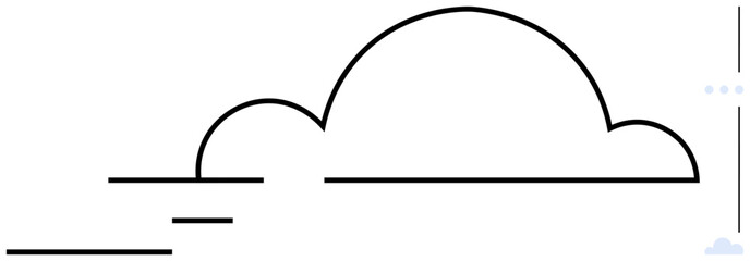 Cloud outline with minimalist abstract lines, evoking themes of data, speed, connectivity, and innovation. Ideal for technology, communication, storage efficiency cloud computing networking. Flat