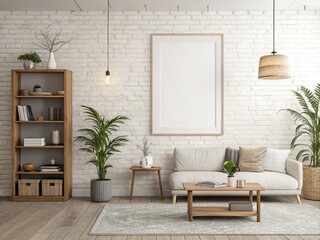modern living room with a picture frame