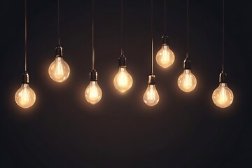 Vintage Edison bulbs hanging in dark room