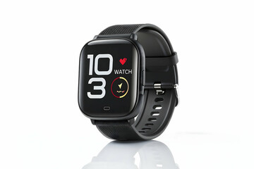 technology with a sleek black fitness tracker and smartwatch on a crisp white background,Fitness Tracker Plying Health and Activity Monitoring on White or PNG Transparent Background.


