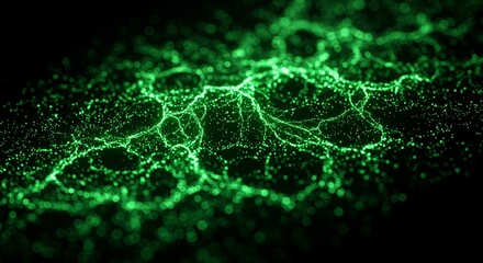 Abstract Green Particle Flow Dynamic Energy Network Visualization