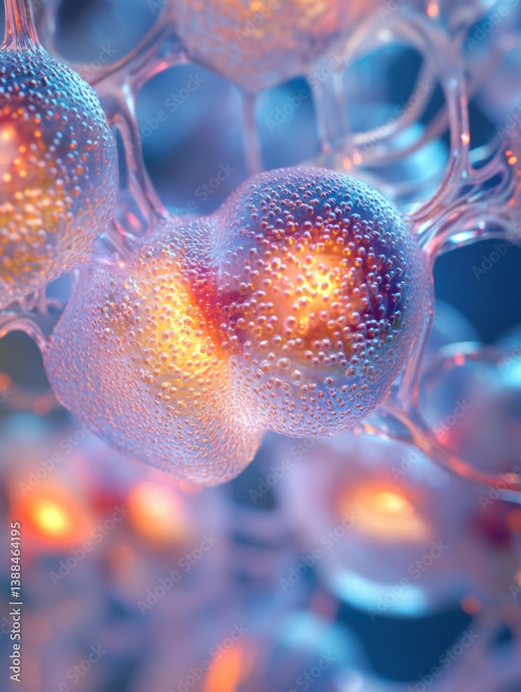 Aufkleber close-up view of adeno-associated virus showcasing capsid proteins and molecular structures in cellu
