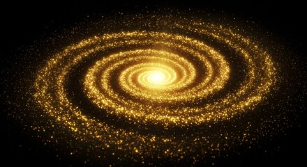 Golden Spiral Galaxy Abstract Cosmic Dust and Light Swirl