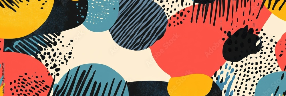 Poster Bold geometric shapes create a vibrant abstract pattern in modern contemporary style adorned with striking colors