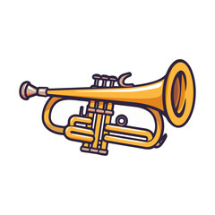 Obraz premium Illustration of a Golden Trumpet with Detailed Keys and Valves, Perfect for Music Education and Classical Concert Designs