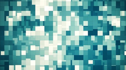 Abstract mosaic pattern in teal and white tones for modern design, tiles
