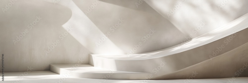 Poster Structured minimalistic pattern of abstract layered shadows conveying depth in neutral tones