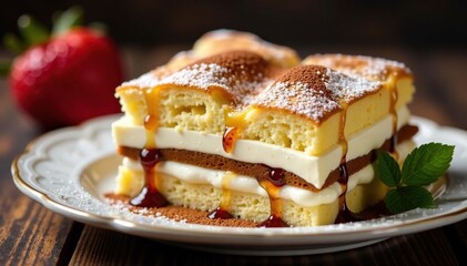 Classic Italian dessert, layers of coffee-soaked ladyfingers and mascarpone cream , isolated, bakery, ingredient