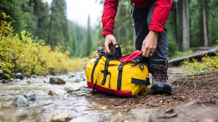 Person Packing Yellow Backpack by Autumn Creek
