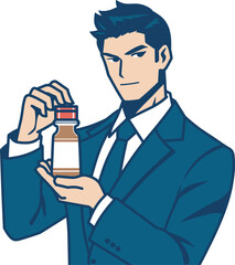 Man hold seasoning botMan hold seasoning bottle illustration tle illustration