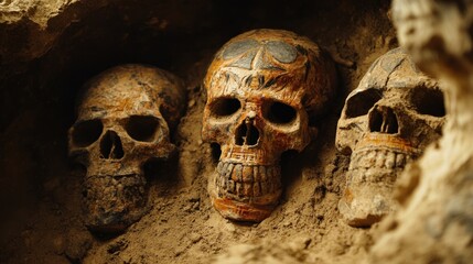 A mysterious Stone Age burial site with decorated skeletons --ar 16:9 --v 6.1 Job ID: 78990f1c-a9ba-4e28-9046-e7ae81a9a747