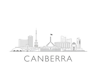 Naklejka premium Canberra, Australia cityscape illustration skyline drawing