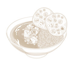 Vector Illustration Logo Line art Butter Chicken or Rice Murgh Makhani