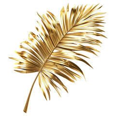 Gold Palm Leaf on Transparent Background