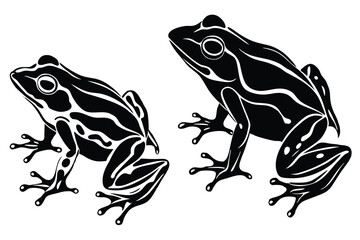 Variant style of frog silhouette vector illustration, isolated on a white background.
