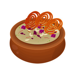 Vector Illustration Logo Clipart Sweet Jalebi on a Rabdi or Rabri