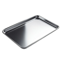 A Durable Stainless Steel Baking Sheet with Polish Isolated on Transparent Background