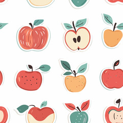 Cute apples and leaves pattern
