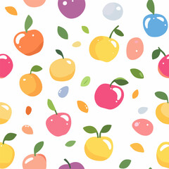 Cute apples and leaves pattern
