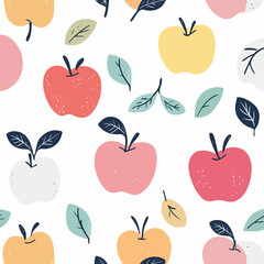 Cute apples and leaves pattern