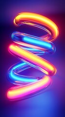 Colorful neon spiral abstract shape in 3D space