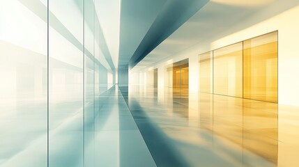 Fototapeta premium sleek architectural corridor with reflective surfaces modern interior design featuring geometric shapes and play of light creating a minimalist abstract space