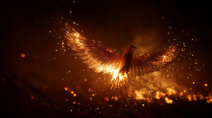 Witness once more a mythical bird ablaze with fire soaring from the ashes, a repeated reminder of enduring resilience and fiery rebirth.