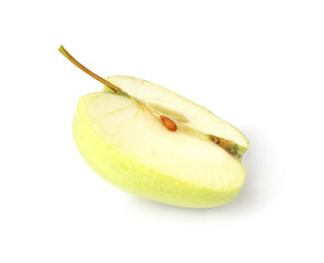 Half of ripe green apple isolated on white