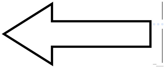 Black outlined leftward arrow pointing to the left, symbolizing navigation, return, backtracking, process redirection, instruction clarity, minimalism, and decision-making. Ideal for navigation