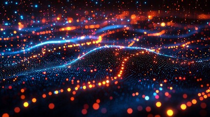 Fototapeta premium Abstract Digital Waves - Night Glow