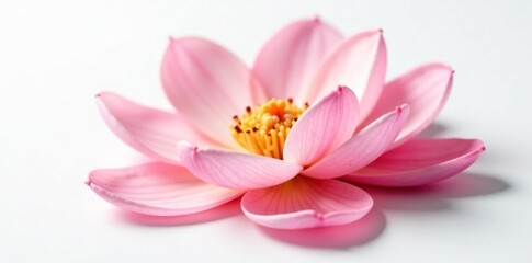 Fototapeta premium Delicate flower petals unfold on a crisp white surface, bloom, isolated