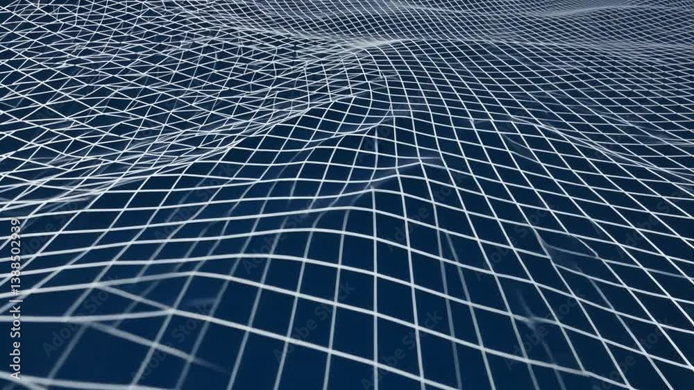 Poster 3d grid pattern creates illusion of waves on a dark background generative ai