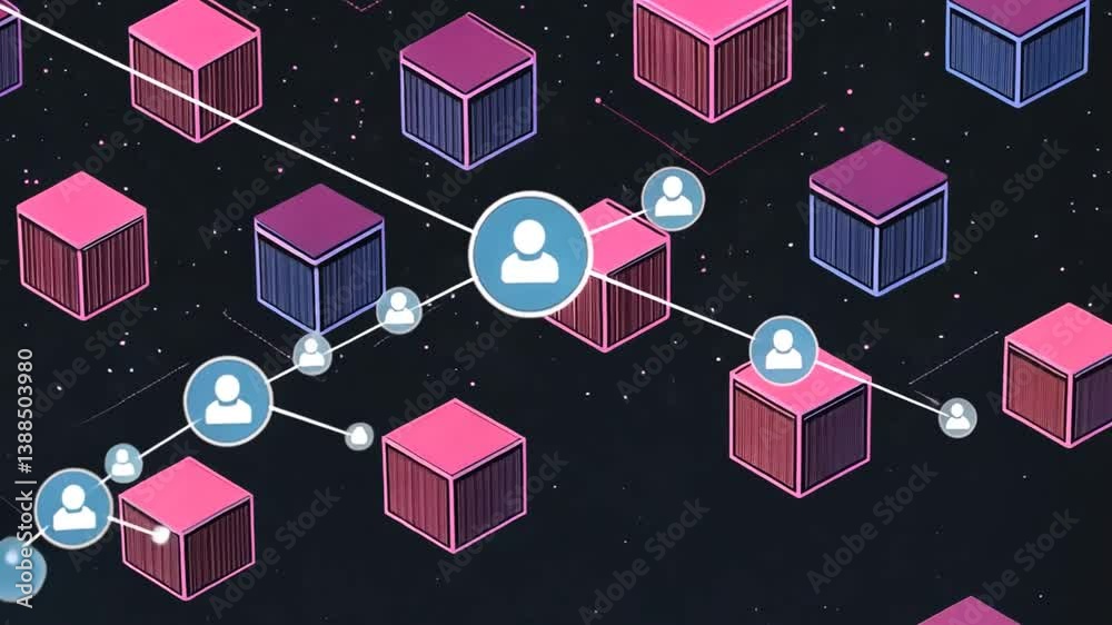 Poster visual representation of network connections in digital technology generative ai