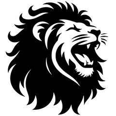 Silhouette portrait of a laughing lion