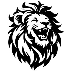 Silhouette portrait of a laughing lion