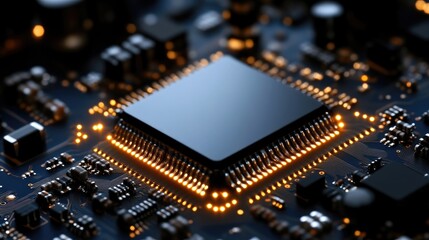 Obraz premium High-tech computer chip on circuit board