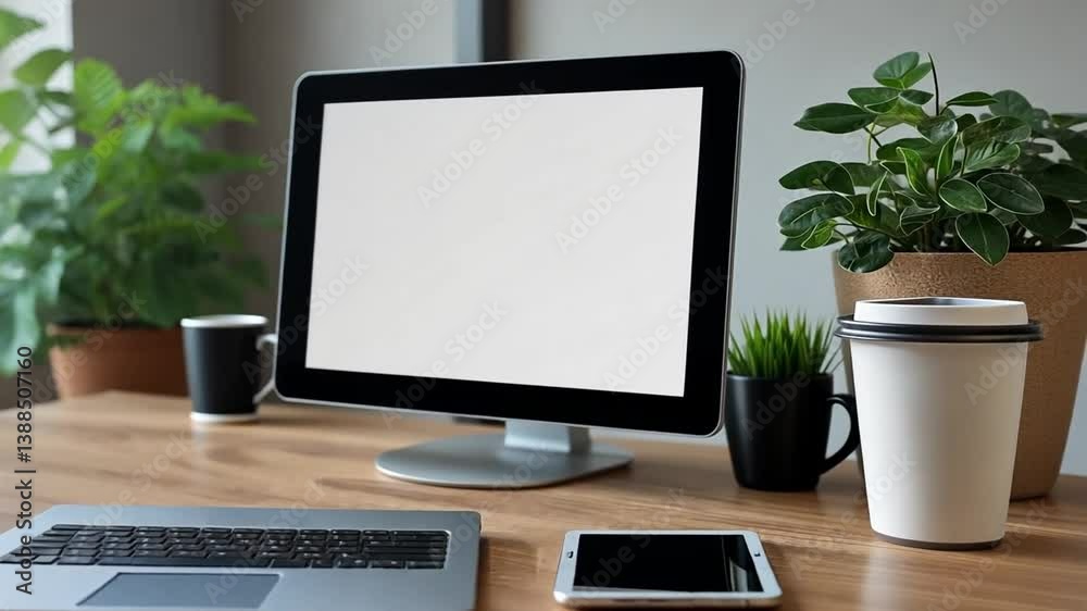 Poster web design studio workspace showcasing responsive website tools generative ai
