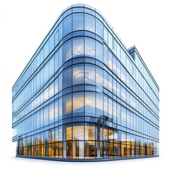 Fototapeta premium modern glass building with sleek design isolated on white