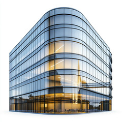 Fototapeta premium modern glass building with curved edges isolated on white